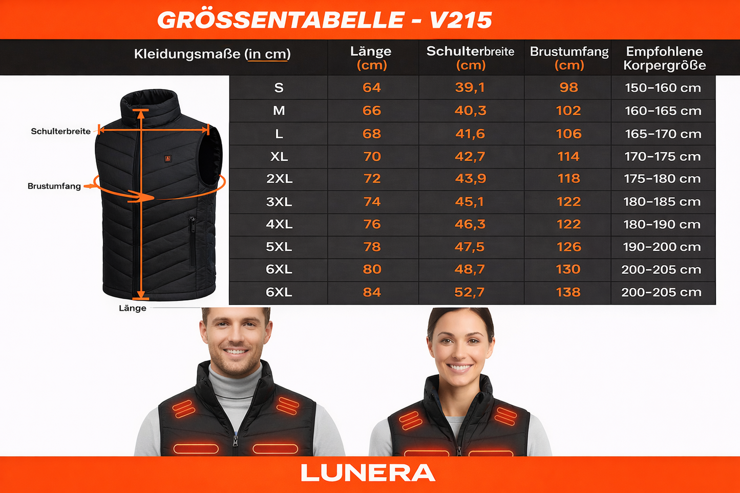 Lunera™ Beheizbare Premium-Weste mit Batterie